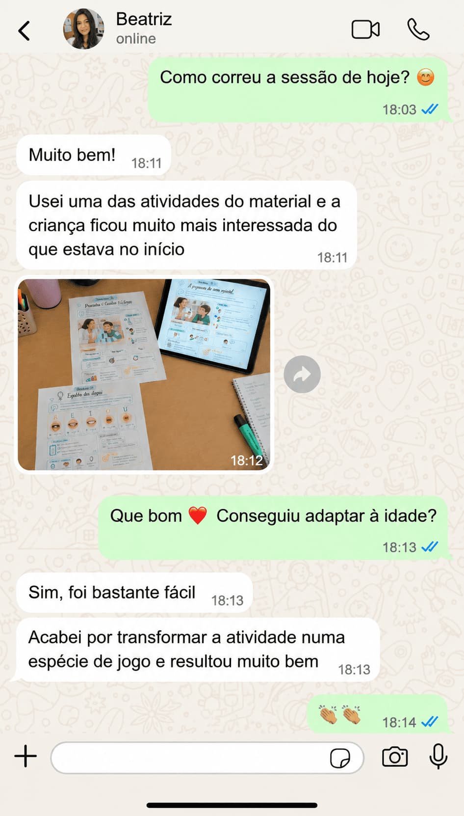 Depoimento WhatsApp - Atividades de linguagem