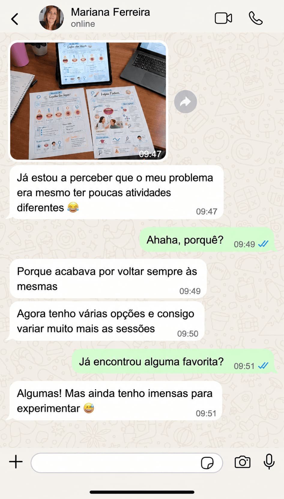 Depoimento WhatsApp - Atividades de linguagem