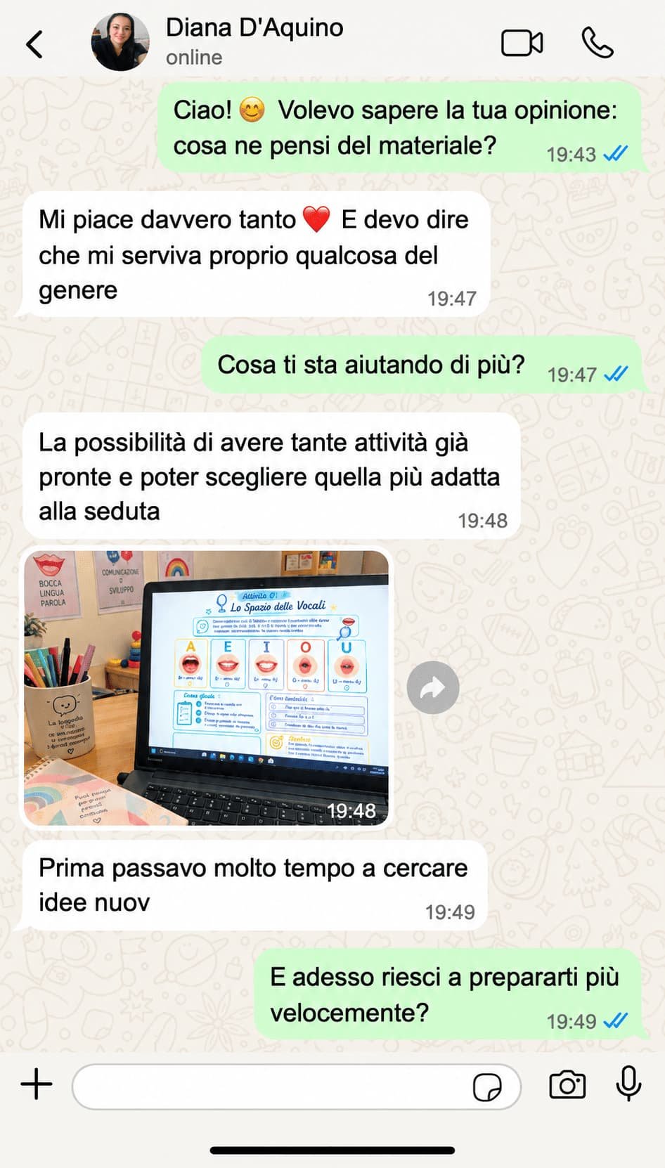 Depoimento WhatsApp - Atividades de linguagem
