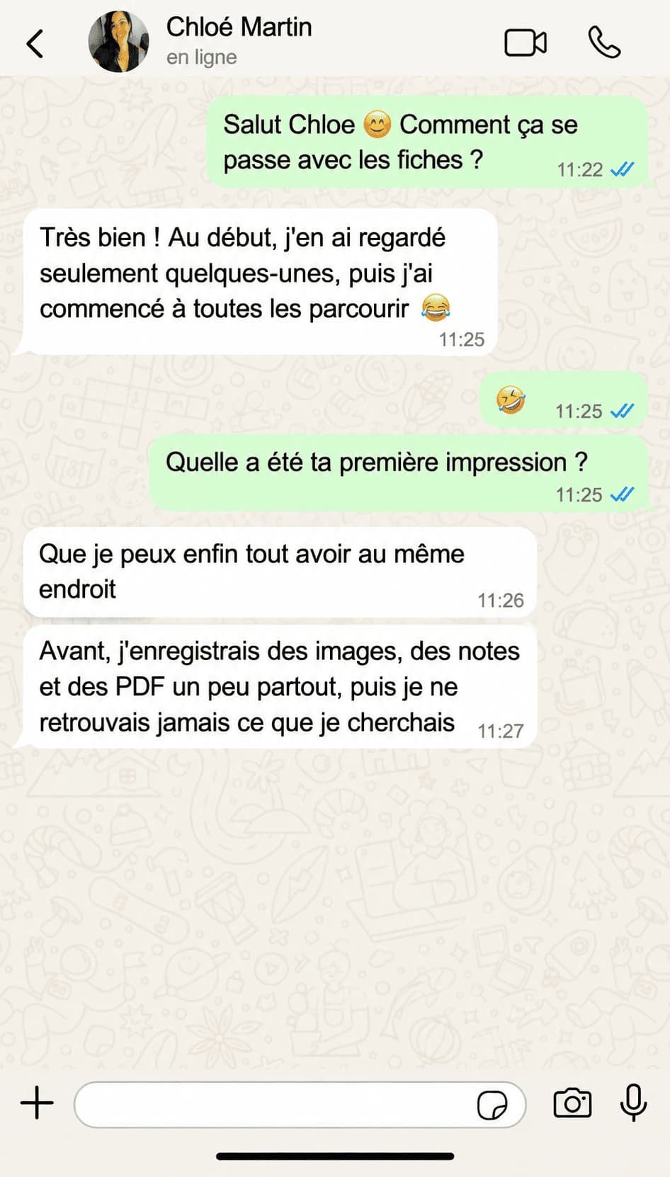 Témoignage WhatsApp en français
