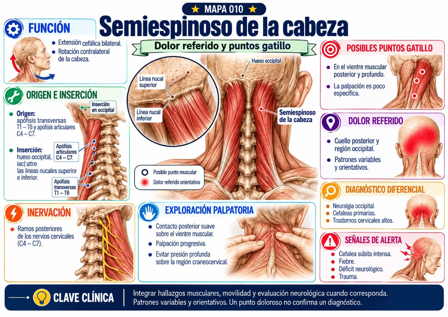 Mapa clínico do semiespinal da cabeça